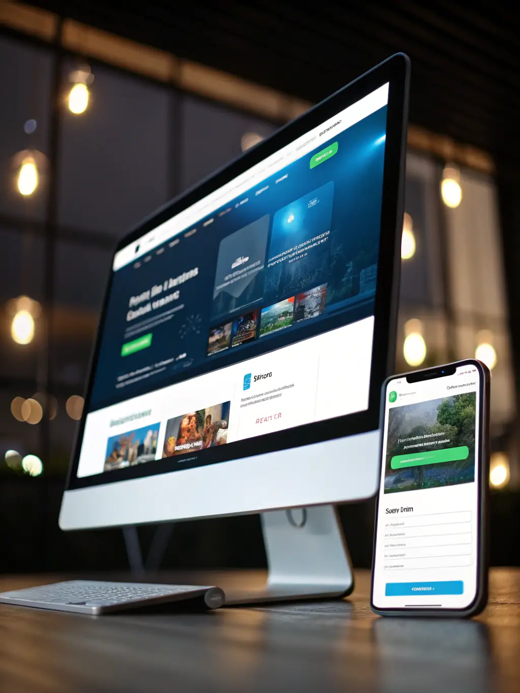 A modern website displayed on a desktop and mobile device, showcasing the responsive design capabilities of BM NEXUS's website development services.