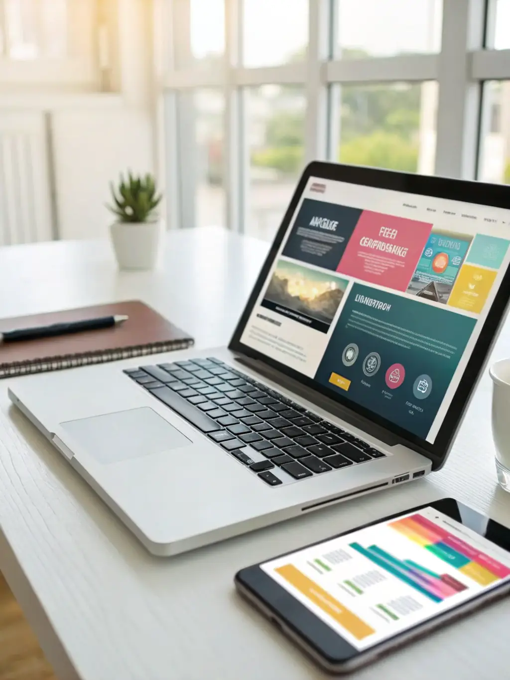 A modern, responsive website displayed on multiple devices (desktop, tablet, smartphone), highlighting website development services by BM NEXUS.