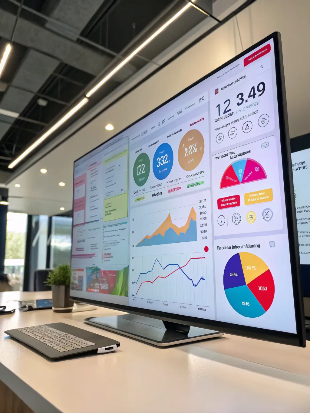 A digital marketing dashboard displaying analytics, graphs, and campaign metrics, showcasing the effectiveness of BM NEXUS's digital marketing strategies.